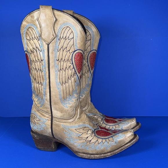 Vintage Corral Cowboy Boots with Hearts and‎ Wings Kids 2.5T Cowgirl Boots Rodeo - Picture 3 of 9